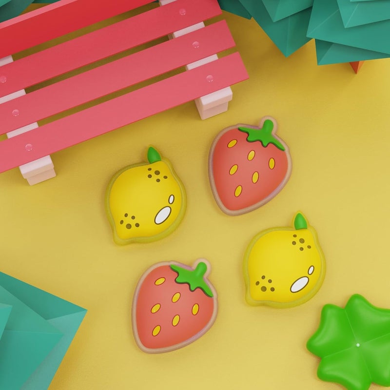 playvital Joystick Caps for Nintendo Switch, Thumbstick Grips for Switch Lite, Analog Cover for OLED Joycon Thumb Grip Caps - Lemon & Strawberry - Image 5